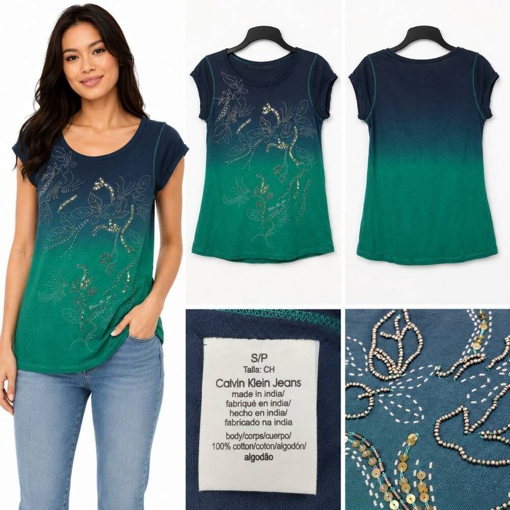 Calvin Klein SMALL Two-tone Blue Top